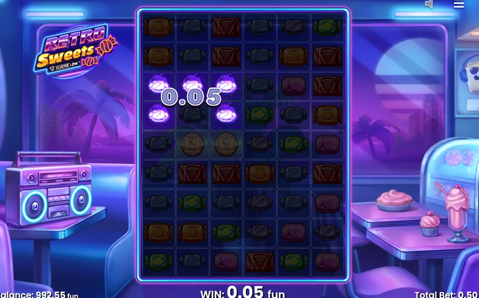 Base Game grid with Red Watermelon-Stripe Candy symbols