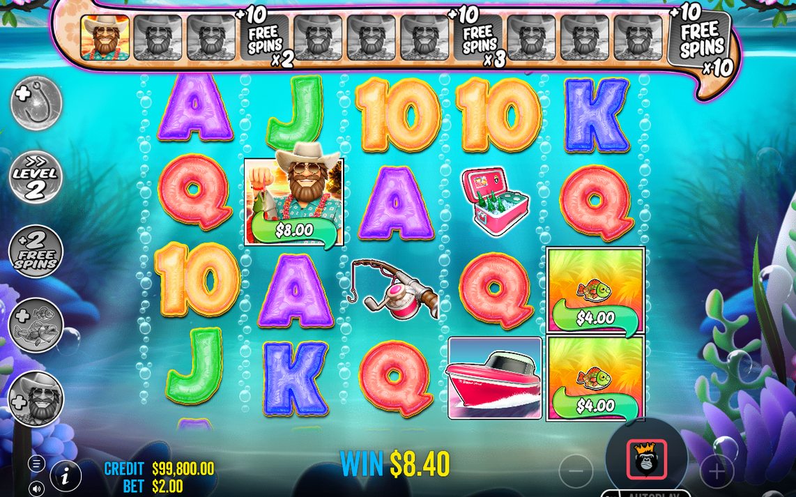 Free spins running with a multiplier on the level counter