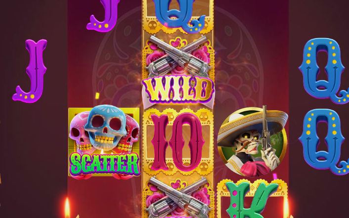 Free Spins board with Gold Framed symbols on reel 3